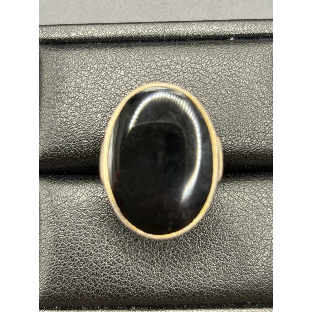 Vintage Sterling Silver 30x22MM Onyx Signet Ring 11 Grams Size 7 E4